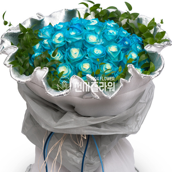 파랑장미꽃다발