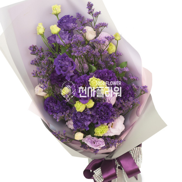 보라색 리시안 꽃다발