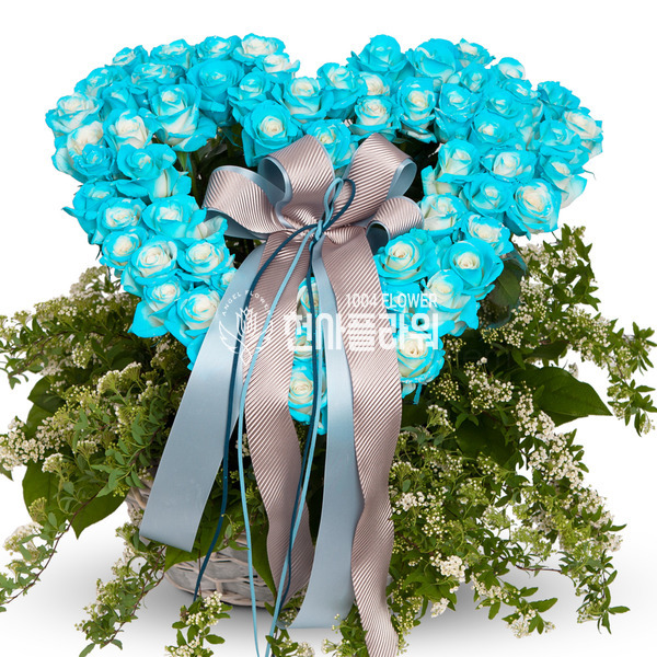 하트모양블루장미바구니
