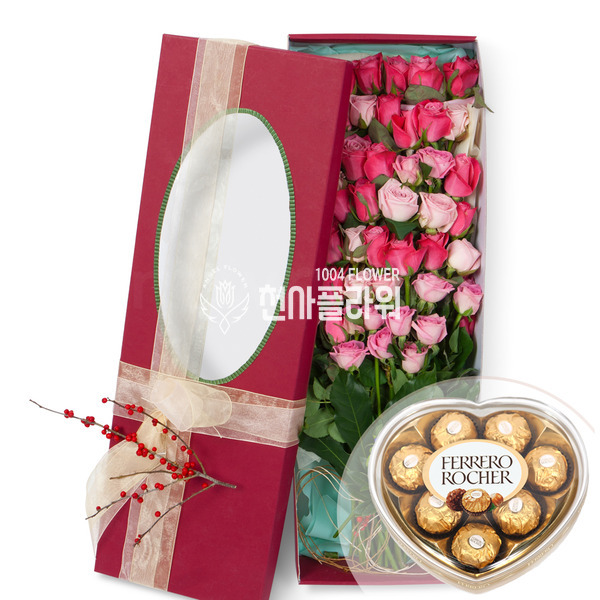 50송이꽃상자 4호(핑크혼합)(초콜렛포함)