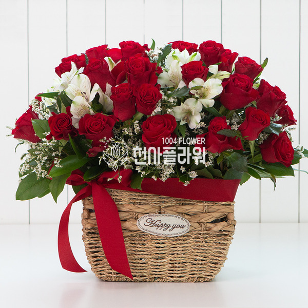 빨강 장미 꽃바구니